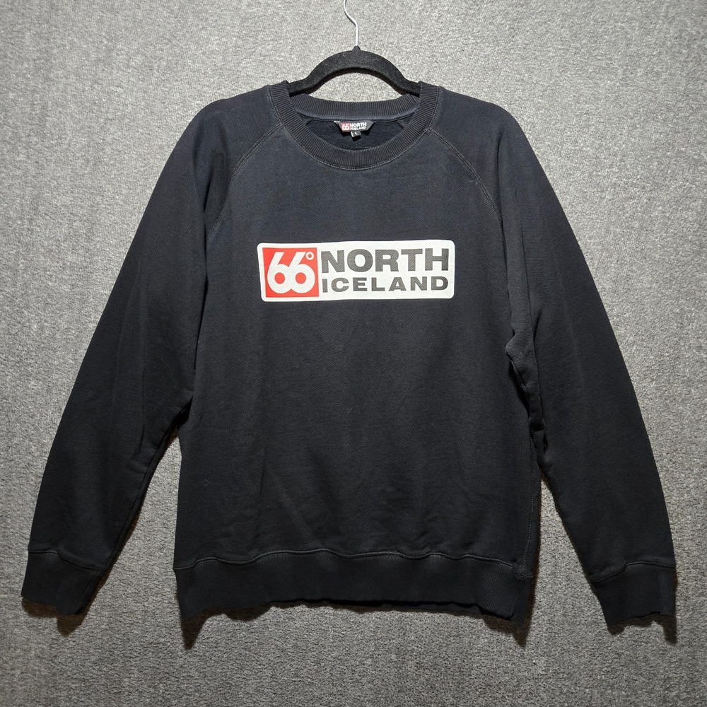 66 Degree North Iceland Crewneck Hoodie Sweatshirt Mens Large Black